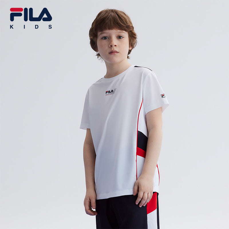 (140-165cm) FILA KIDS ART IN SPORTS PERFORMANCE TENNIS Boy's Short Sleeve T-shirt in White