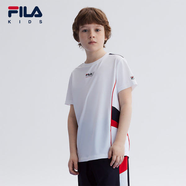 140 165cm FILA KIDS ART IN SPORTS PERFORMANCE TENNIS Boy s Short Sleeve T shirt in White