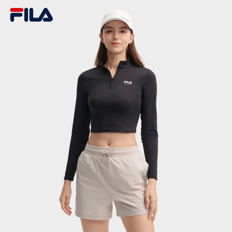 FILA CORE LIFESTYLE MILANO Women Long Sleeve Crop Top (Black)