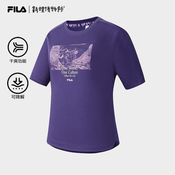 FILA CORE ATHLETICS EXPLORE X DUNHUANG MUSEUM Women Short Sleeves T-Shirt (Dark Purple)