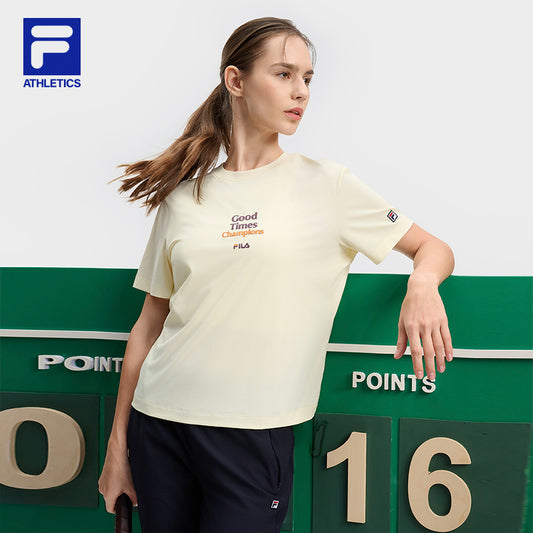 FILA CORE ATHLETICS TENNIS PREPPY NOSTALGIA Women Short Sleeve T-shirt (Navy / Yellow)