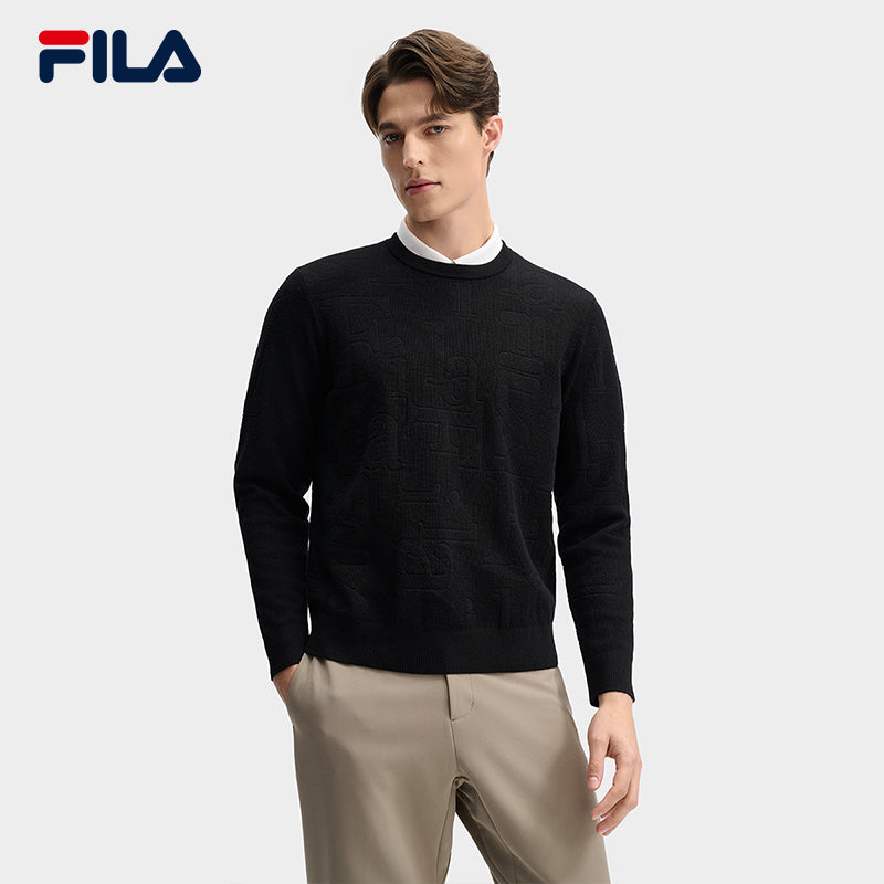 FILA CORE LIFESTYLE BLUE QUADRILATERO AESTHETICS Men Knit Sweater (Black)