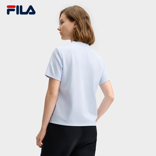 FILA CORE LIFESTYLE WHITE LINE THE GALLERIA VITTORIO EMANUELE II Women Short Sleeves T-Shirt (Light Blue / White)