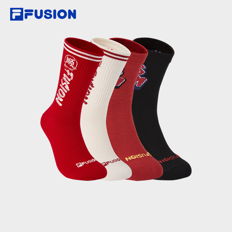 FILA FUSION INLINE FILA FUSION LIFE ACCESSORIES Unisex Socks Gift Set (4pcs) (Black/White/Red)