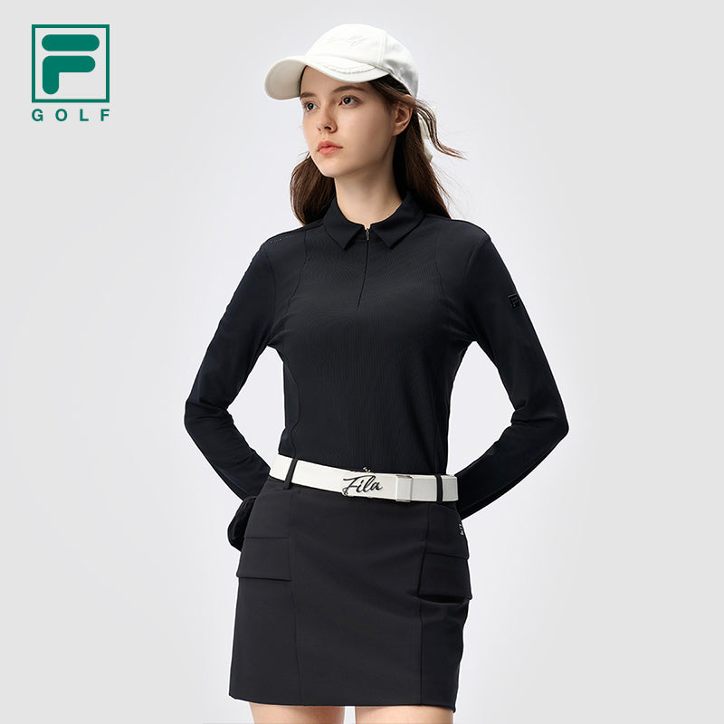 FILA CORE ATHLETICS GOLF X VERSAILLES COLLECTION Women Long Sleeve Polo (Black)