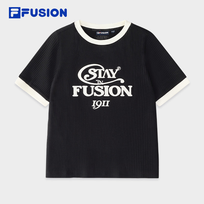 FILA FUSION INLINE CATEGORY CLUB SHORT SLEEVE TSHIRT Women Short Sleeves T-Shirt (Black / White)