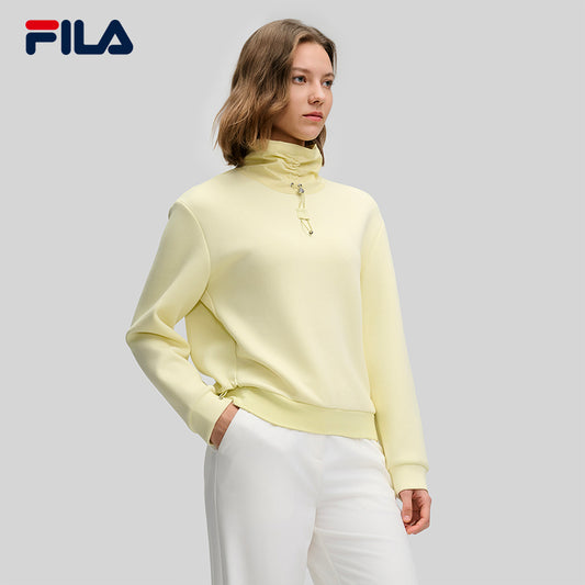 FILA CORE LIFESTYLE EMERALD ELEGANT HEART Women Pullover Sweater (Yellow / White))