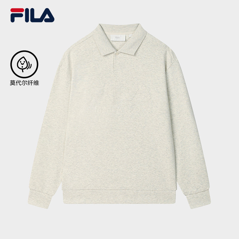 FILA CORE LIFESTYLE MILANO MILANESE SUNSET Men Long Sleeve Polo (Light Khaki)