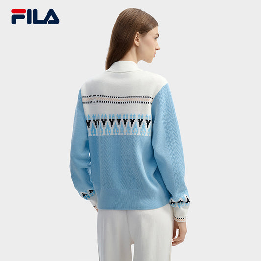 FILA CORE LIFESTYLE WHITE LINE GRENOBLE Women Knit Sweater (Full Print)