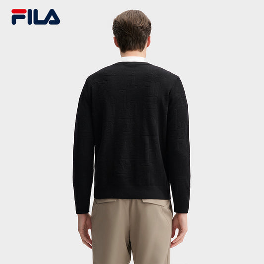 FILA CORE LIFESTYLE BLUE QUADRILATERO AESTHETICS Men Knit Sweater (Black)