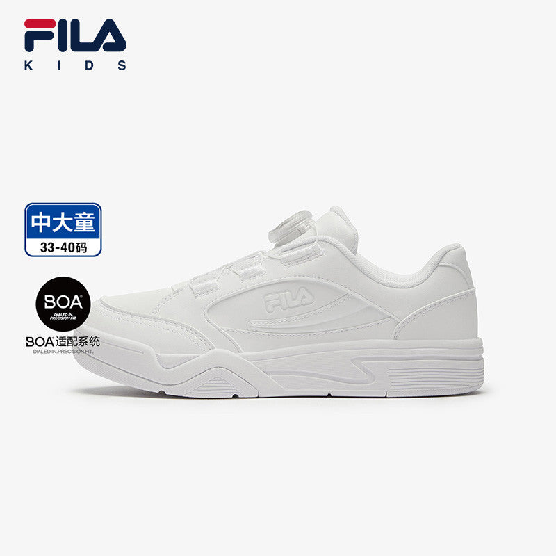 FILA KIDS WAVE Boy's BOA Sneakers School Shoes in White/Black