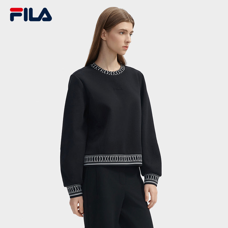 FILA CORE LIFESTYLE WHITE ORTISEI Women Sweatshirt (Black)