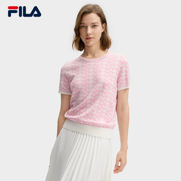 FILA CORE LIFESTYLE WHITE LINE THE GALLERIA VITTORIO EMANUELE II Women Knit Top (Light Blue / Light Pink)