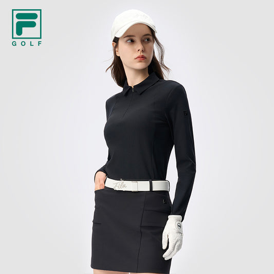 FILA CORE ATHLETICS GOLF X VERSAILLES COLLECTION Women Long Sleeve Polo (Black)