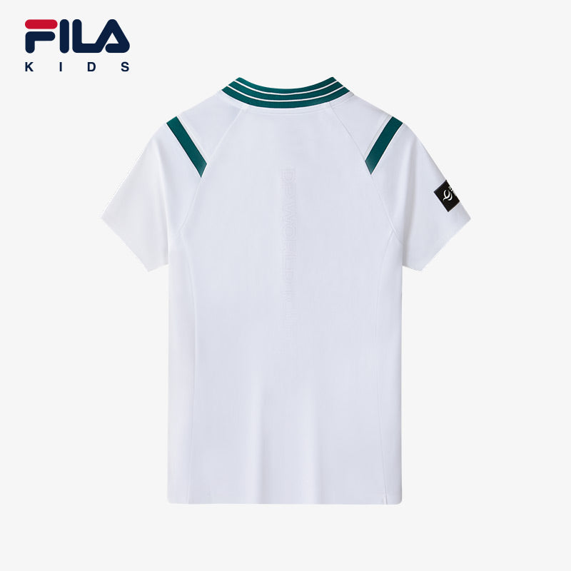 130 165cm FILA KIDS PERFORMANCE GOLF Girl s Short Sleeve Polo in Whi