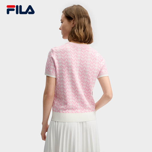 FILA CORE LIFESTYLE WHITE LINE THE GALLERIA VITTORIO EMANUELE II Women Knit Top (Light Blue / Light Pink)