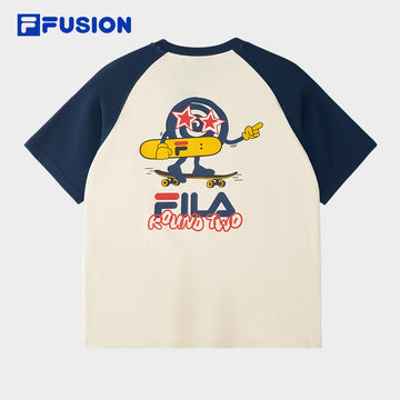 FILA FUSION CROSS OVER FUSION X ROUND TWO URBAN WAVE RIDER Unisex Short Sleeves T-Shirt (Beige / Green)