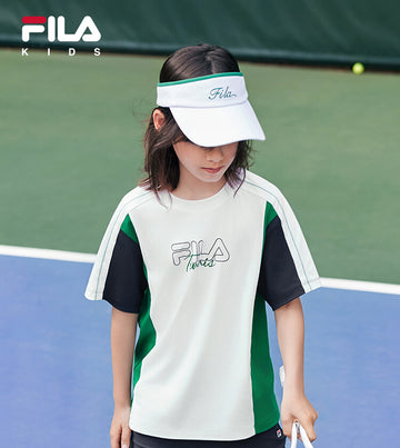 (130-170cm) FILA KIDS PERFORMANCE TENNIS Boy's Short Sleeve T-shirt in White