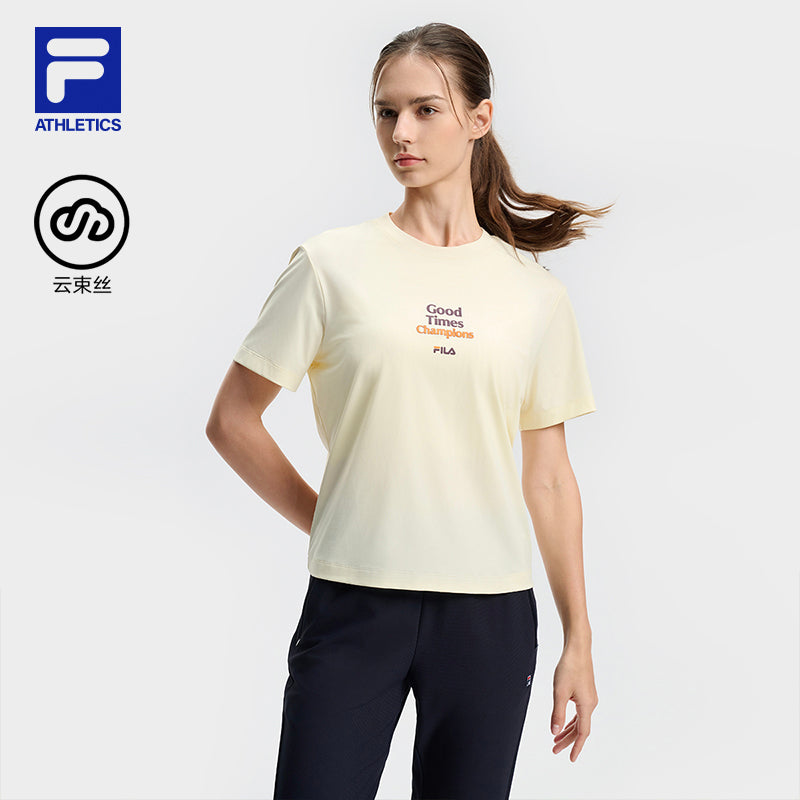 FILA CORE ATHLETICS TENNIS PREPPY NOSTALGIA Women Short Sleeve T-shirt (Navy / Yellow)