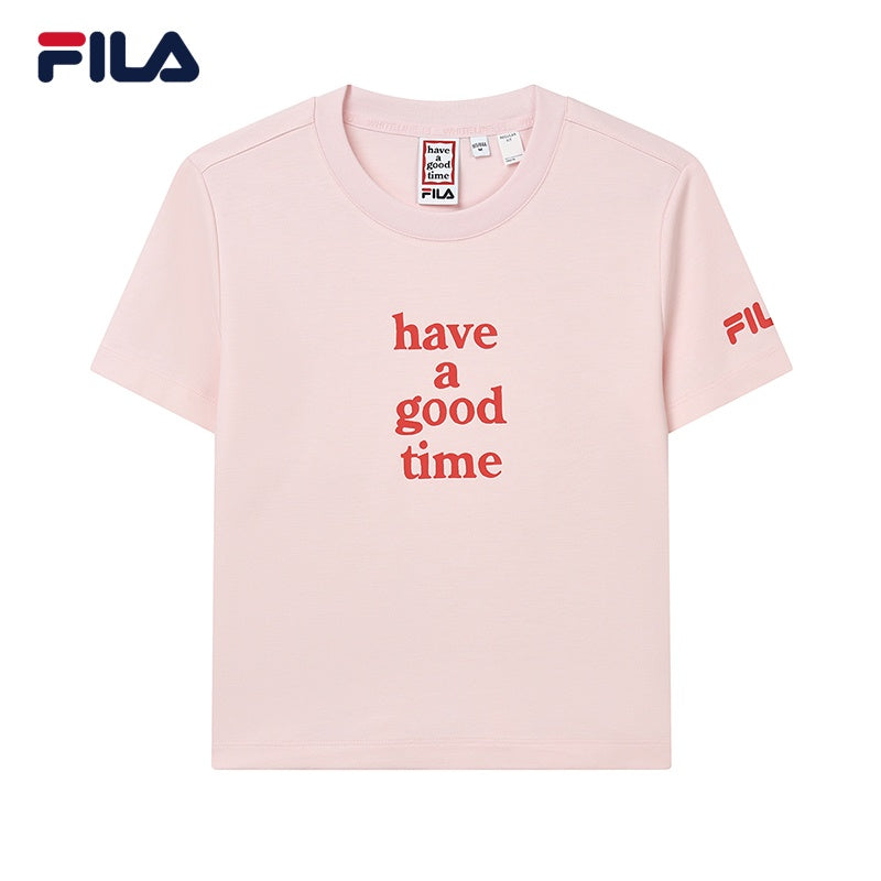 White fila t hot sale shirt women's