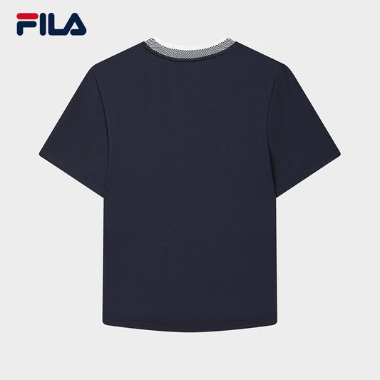 FILA CORE LIFESTYLE EMERALD TWILIGHT GLOW Women Short Sleeves T-Shirt (Navy / White)