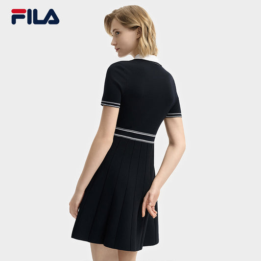 FILA CORE LIFESTYLE WHITE SPORTY & LUXURIOUS Women Knit Dress (Navy)