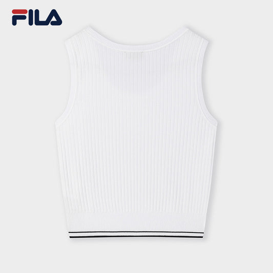 FILA CORE LIFESTYLE WHITE SPORTY & LUXURIOUS Women Woven Sleeveless Top (White)