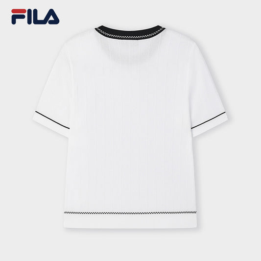 FILA CORE LIFESTYLE WHITE SPORTY & LUXURIOUS Women Knit Sweater (White)