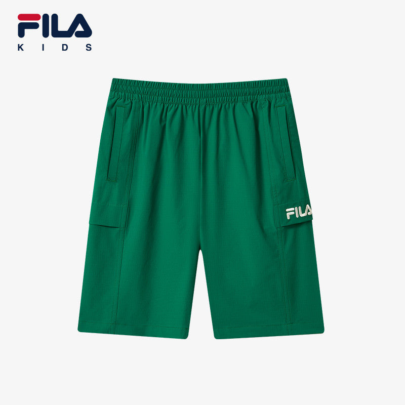 (130-170cm) FILA KIDS ORIGINALE Boy's Woven 5 Inch Pants in Green