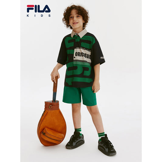 (130-170cm) FILA KIDS ORIGINALE Boy's Woven 5 Inch Pants in Green