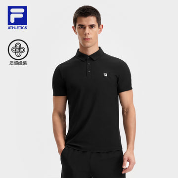 FILA CORE ATHLETICS FITNESS BLACK MEN SPACE DRIOD Men Polo T-shirt (Black)