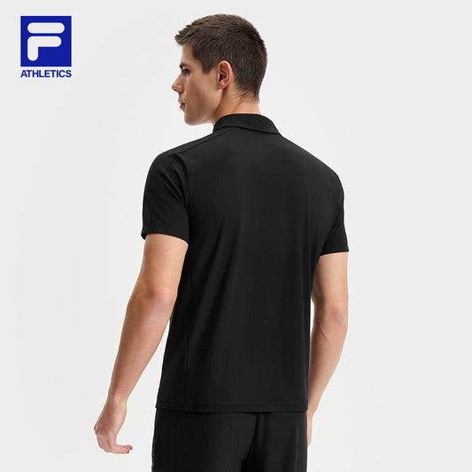FILA CORE ATHLETICS FITNESS BLACK MEN SPACE DRIOD Men Polo T-shirt (Black)