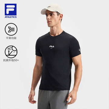 FILA CORE ATHLETICS FITNESS BLACK MEN SPACE DRIOD Men Short Sleeves T-Shirt (Black / Blue / White)