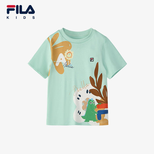 (105 - 130cm) FILA KIDS WHITE LINE Boys Short Sleeve T-Shirt in Green