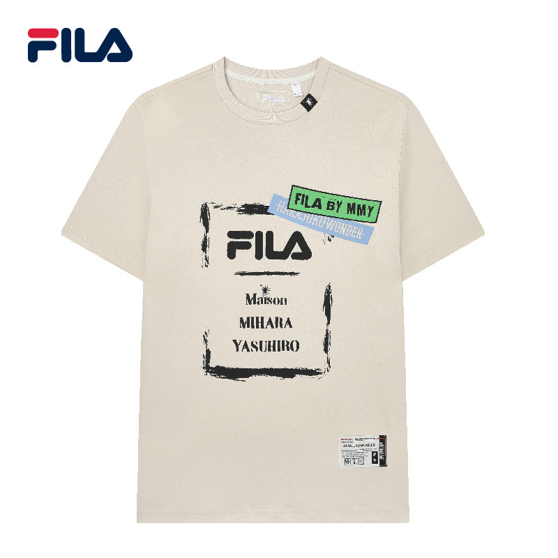 FILA CORE x MAISON MIHARA YASUHIRO Men's Short Sleeve T-shirt in Beige