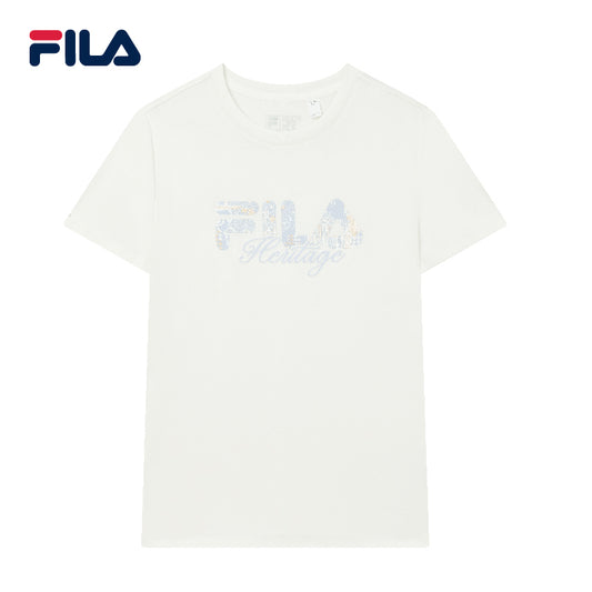 FILA CORE Women's WHITE LINE HERITAGE Short Sleeve T-shirt in White