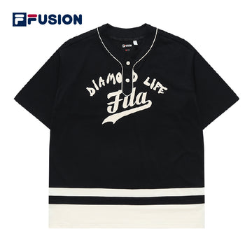 FILA FUSION Men's INLINE Baseball Short Sleeve T-shirt in Black