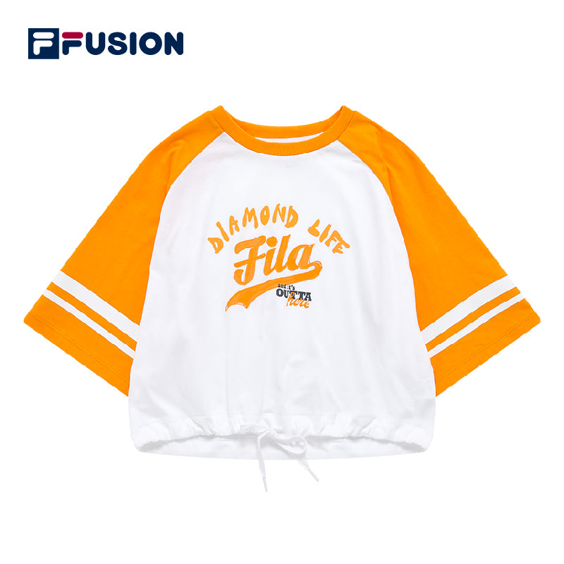 FILA FUSION Women's INLINE Baseball Short Sleeve T-shirt in Orange