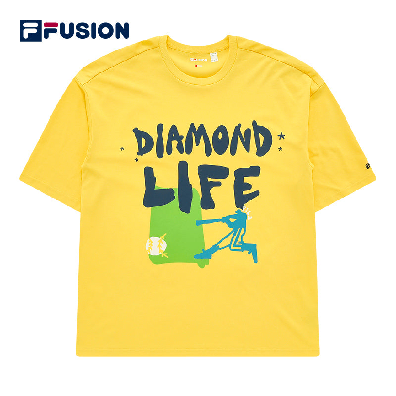 FILA FUSION Unisex INLINE Baseball Short Sleeve T-shirt in Yellow