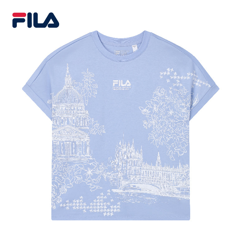 FILA CORE Women's WHITE LINE HERITAGE Short Sleeve T-shirt in Purple
