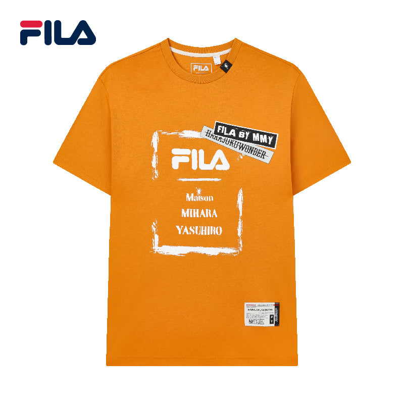 FILA CORE x MAISON MIHARA YASUHIRO Men's Short Sleeve T-shirt in Orange