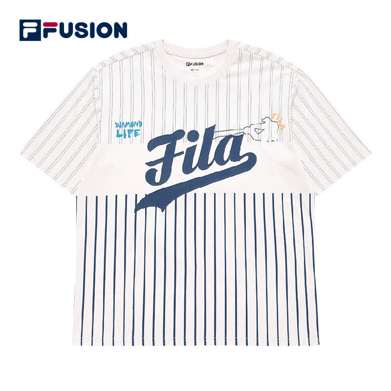 FILA FUSION Men's INLINE Baseball Short Sleeve T-shirt in Milky White