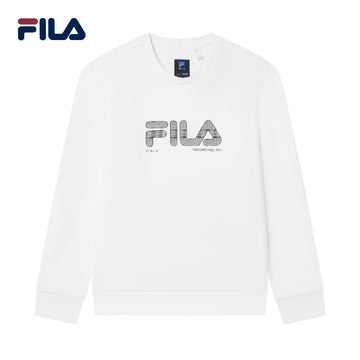 FILA CORE Men's DESIGN MUSEUM DENMARK WHITE LINE BLUE Pullover Sweater in White (Unisex)