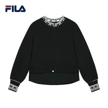 FILA CORE Women's WHITE LINE EMERALD Pullover Sweater in Black