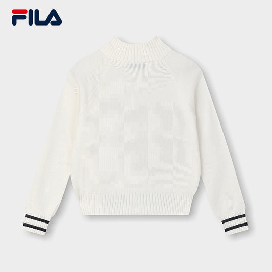 FILA CORE Women's RETRO SPORTS WHITE LINE ORIGINALE Knit Sweater in White