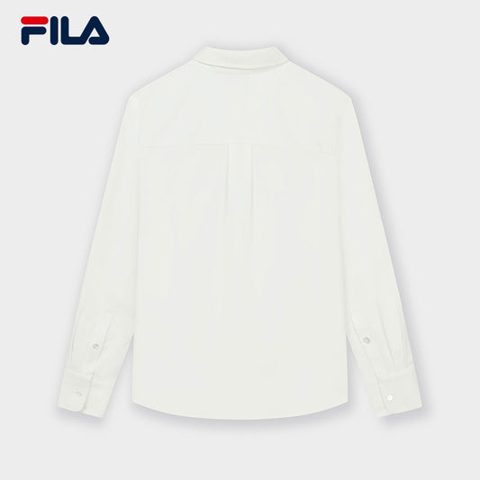 【Yangmi】 FILA CORE WHITE LINE HERITAGE Women's Long Sleeve Shirt in White