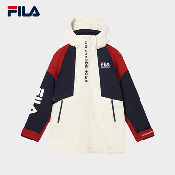 FILA CORE Men's RETRO SPORTS WHITE LINE ORIGINALE Mid Length Down Jacket in Ash