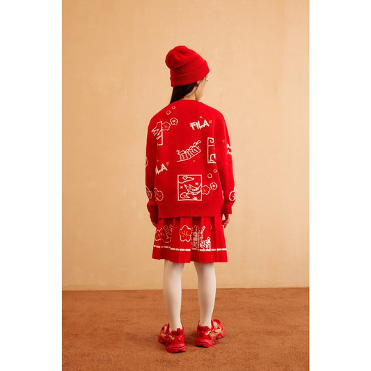 [ CNY Collection ] FILA KIDS ORIGINALE Chinese New Year Girl's Cardigan in Red