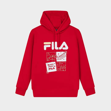 FILA CORE WHITE LINE ORIGINALE Men's Hooded Sweater in Red Chinese New Year