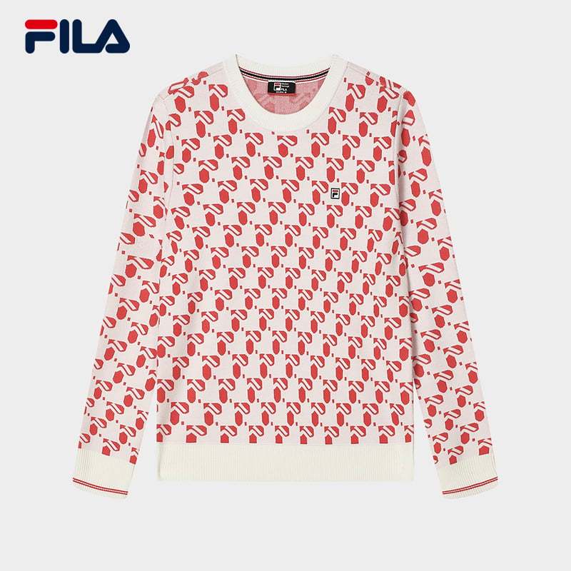 FILA CORE Women's HARMONY ON ICE CROSS OVER MODERN HERITAGE Knit Sweater in Red